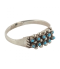 Bague Zuni "Petit Point " 2 rangs, Argent et Turquoises, pour femme et enfant 