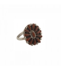 "Zuni" NeedlePoint Ring, Silver and Coral, for woman