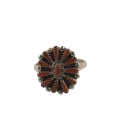 "Zuni" NeedlePoint Ring, Silver and Coral, for woman