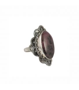 BAGUE EN ARGENT ET GROSSE RHODONITE, COLLECTION INDE