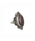 INDIAN RING, SILVER 925 AND RHODONITE, FOR WOMEN