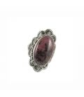 INDIAN RING, SILVER 925 AND RHODONITE, FOR WOMEN