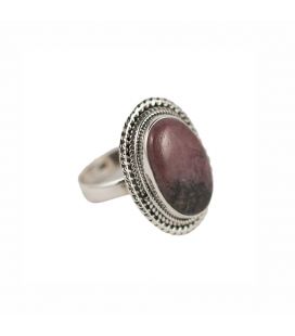 BAGUE EN ARGENT ET GROSSE RHODONITE, COLLECTION INDE