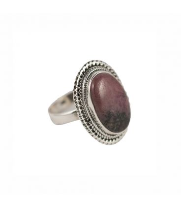 BAGUE EN ARGENT ET GROSSE RHODONITE, COLLECTION INDE