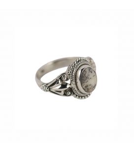 BAGUE INDIENNE EN ARGENT ET PETITE DENTRITE POUR HOMME ET FEMME 