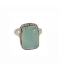 BAGUE EN ARGENT ET CALCEDOINE RECTANGLE, COLLECTION INDE