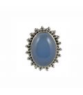 BAGUE EN ARGENT ET CALCEDOINE BLEU, COLLECTION INDE