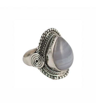 INDIAN RING, SILVER 925 AND BLUE AGATE, FOR WOMEN