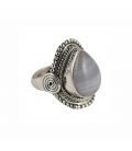 BAGUE EN ARGENT TRAVAILLÉ ET AGATE "BLUE LACE" ,COLLECTION INDE, POUR FEMME 