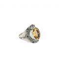 BAGUE EN ARGENT ET CITRINE OVALE FACETÉE, COLLECTION INDE