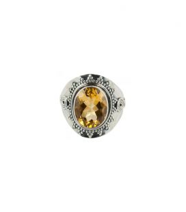 INDIAN RING, SILVER 925 AND FACETED CITRINE, FOR WOMEN