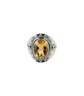 BAGUE EN ARGENT ET CITRINE OVALE FACETÉE, COLLECTION INDE