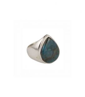 INDIAN RING, SILVER 925 AND BLUE COPPER TURQUOISE, FOR WOMEN