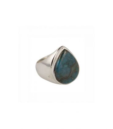 INDIAN RING, SILVER 925 AND BLUE COPPER TURQUOISE, FOR WOMEN