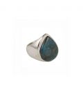 CHEVALIÈRE EN ARGENT ET TURQUOISE "BLUE COPPER", COLLECTION INDE, POUR HOMME ET FEMME 