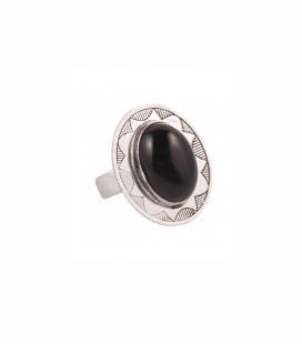 BAGUE TOUAREG FEMME, ARGENT ET ONYX