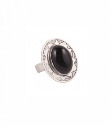 BAGUE TOUAREG FEMME, ARGENT ET ONYX