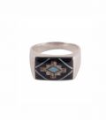 Silver and Stones Signet Ring,, Native American "Zuni", men or women
