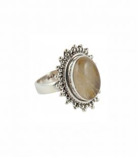 BAGUE EN ARGENT ET QUARTZ RUTILE, COLLECTION INDE