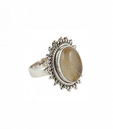 BAGUE EN ARGENT ET QUARTZ RUTILE, COLLECTION INDE