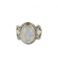 BAGUE EN ARGENT ET LABRADORITE BLANCHE OVALE, COLLECTION INDE