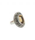 BAGUE EN ARGENT ET CITRINE OVALE FACETÉE, COLLECTION INDE