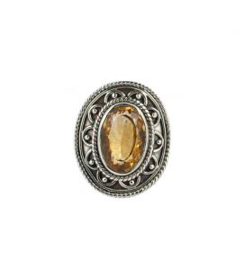 BAGUE EN ARGENT ET CITRINE OVALE FACETÉE, COLLECTION INDE