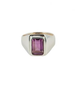 BAGUE EN ARGENT ET AMETHYSTE OVALE A FACETTES, COLLECTION INDE