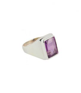 INDIAN RING, SILVER 925 AND FACETED AMETHYST, FOR WOMEN