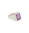 BAGUE EN ARGENT ET AMETHYSTE RECTANGLE A FACETTES, COLLECTION INDE