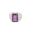 BAGUE EN ARGENT ET AMETHYSTE RECTANGLE A FACETTES, COLLECTION INDE