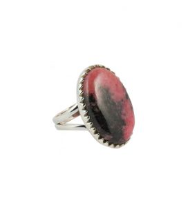 BAGUE EN ARGENT ET GROSSE RHODONITE, COLLECTION INDE