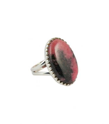 INDIAN RING, SILVER 925 AND RHODONITE, FOR WOMEN