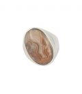 INDIAN RING, SILVER 925 AND LAGUNA LACE AGATE, FOR WOMEN