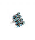 Grosse Bague Zuni par L.Bucson, Sleeping Beauty Turquoises sur Argent 925 