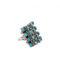 Big Native American Zuni rectangle ring, by L.Bucson, Sleeping Beauty Turquoise on Silver 925