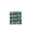 Grosse Bague Zuni par L.Bucson, Sleeping Beauty Turquoises sur Argent 925 