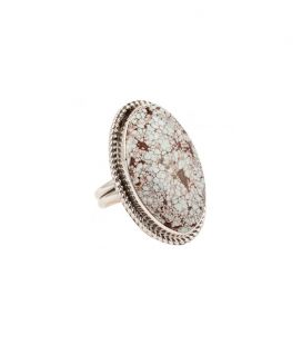 NATIVE AMERICAN NAVAJO RING by S.LEE, SILVER AND "DRY CREEK" TURQUOISE, FOR WOMEN