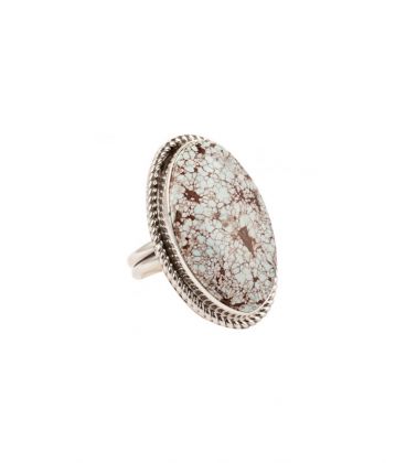 NATIVE AMERICAN NAVAJO RING by S.LEE, SILVER AND "DRY CREEK" TURQUOISE, FOR WOMEN