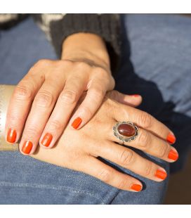 TUAREG WOMAN RING, SILVER AND CORNELIAN