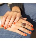 BAGUE TOUAREG FEMME, ARGENT ET AGATE