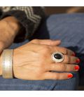 BAGUE TOUAREG FEMME, ARGENT ET ONYX