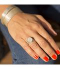 INDIAN RING, SILVER 925 AND WHITE LABRADORITE, FOR WOMEN