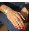 INDIAN RING, SILVER 925 AND RHODONITE, FOR WOMEN