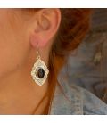  Tuaregs Earrings, Embroidered Silver and Onyx, women and girls