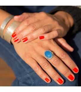 INDIAN RING, SILVER 925 AND CHRYSOPRASE, FOR WOMEN