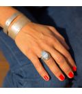 INDIAN RING, SILVER 925 AND BLUE AGATE, FOR WOMEN