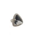 SL Bijoux Creations Ring, Stamped Silver and White Buffalo Turquoise, for women