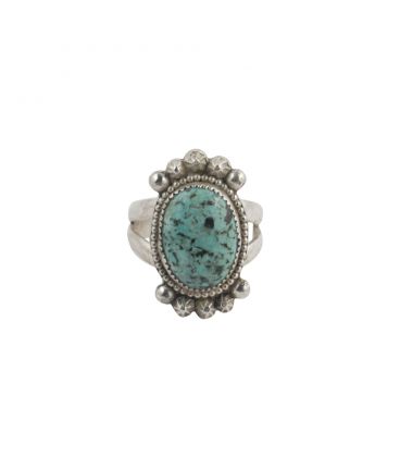 Banditas creations ring, Nacozari Turquoise on stamped Silver, women and men