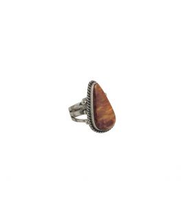 Bague Amérindienne Navajo, Spiney Oyster sur Argent travaillé, pièce unique par D.YAZZIE, pour homme et femme 